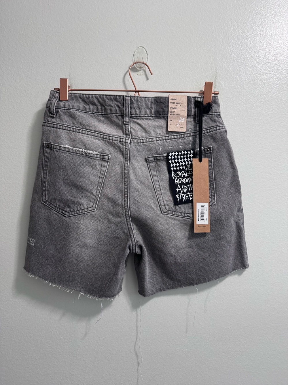 Ksubi Racer Short High Rise Slim Fit Mid Thigh Fit Smoke Grey Size 28 - Picture 9 of 16
